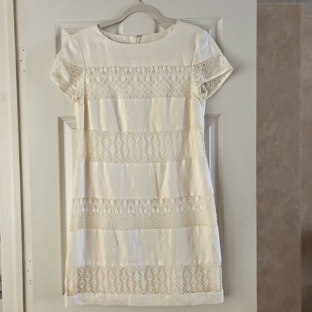 Donna Morgan Cream Lace Midi Dress